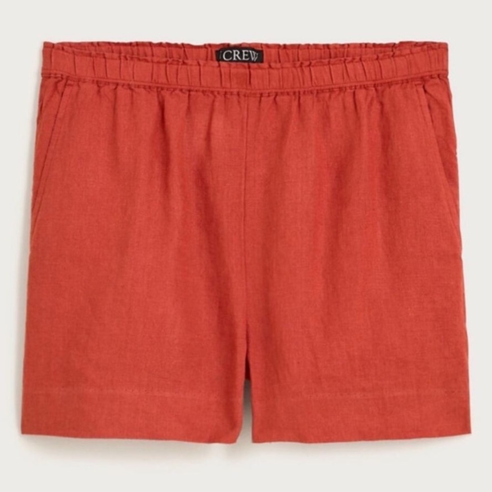 J Crew Womens 100% Linen Stratus Short L Saffron Pull On 3" Coastal Summer C0044
